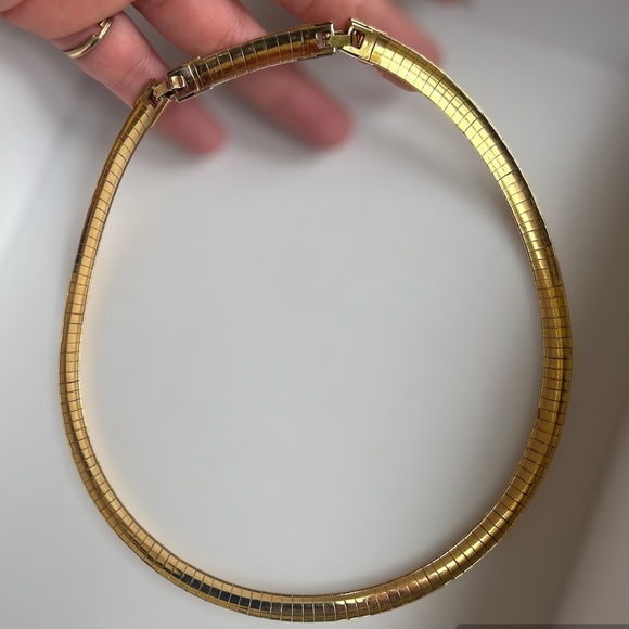 Jewelry Vintage Gold Tone Bright Omega Chain Minimalist Choker
